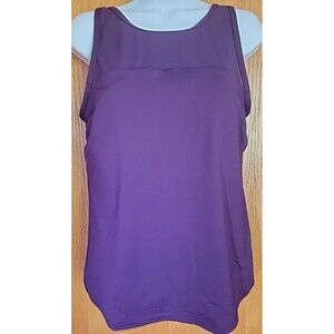 Women's Purple 12 Swim Top High Neck Mesh Padded Bra Lands' End Modest S523